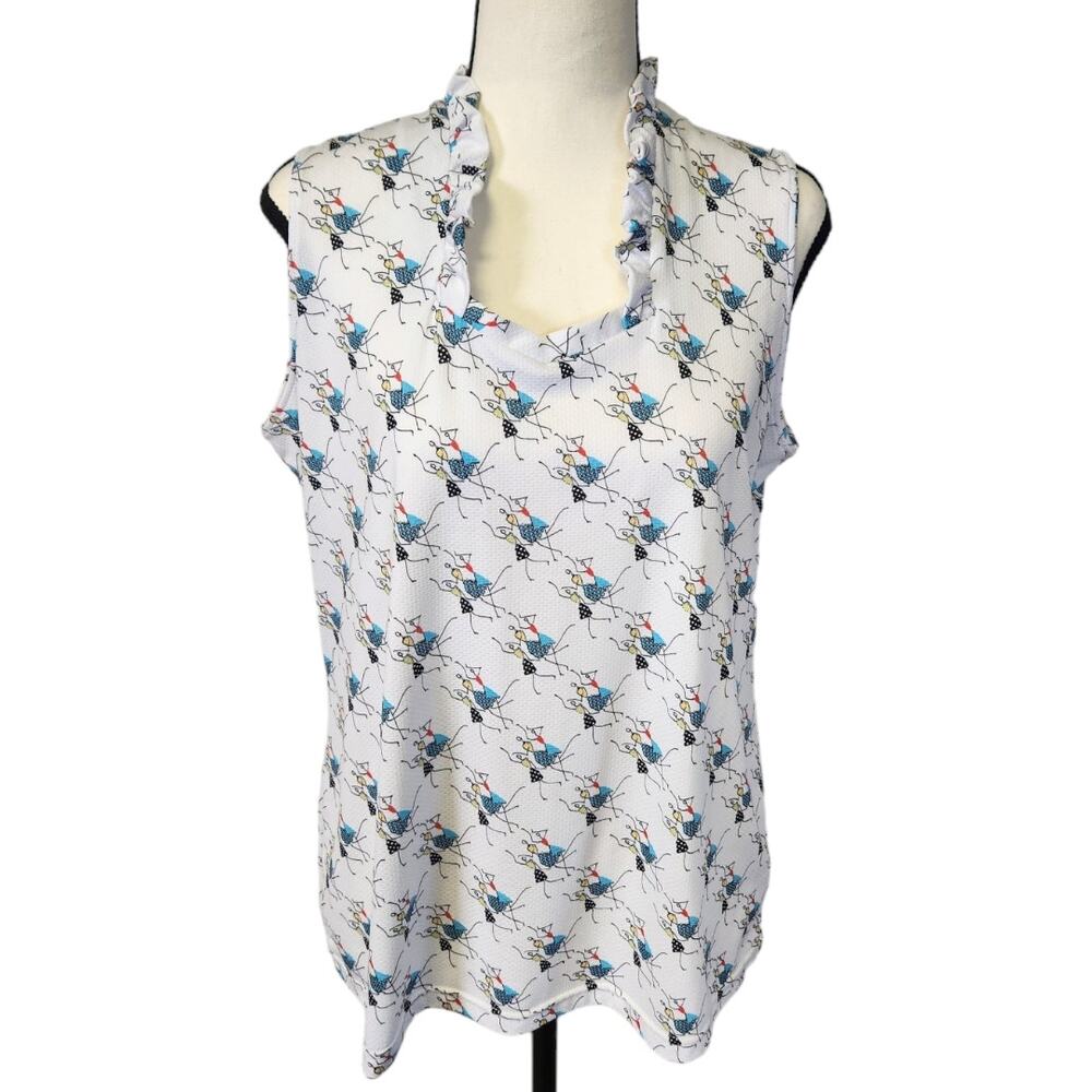 Sport Haley Sleeveless Ladies Stick Figure Activewear Golf Gym Top Large NWOT